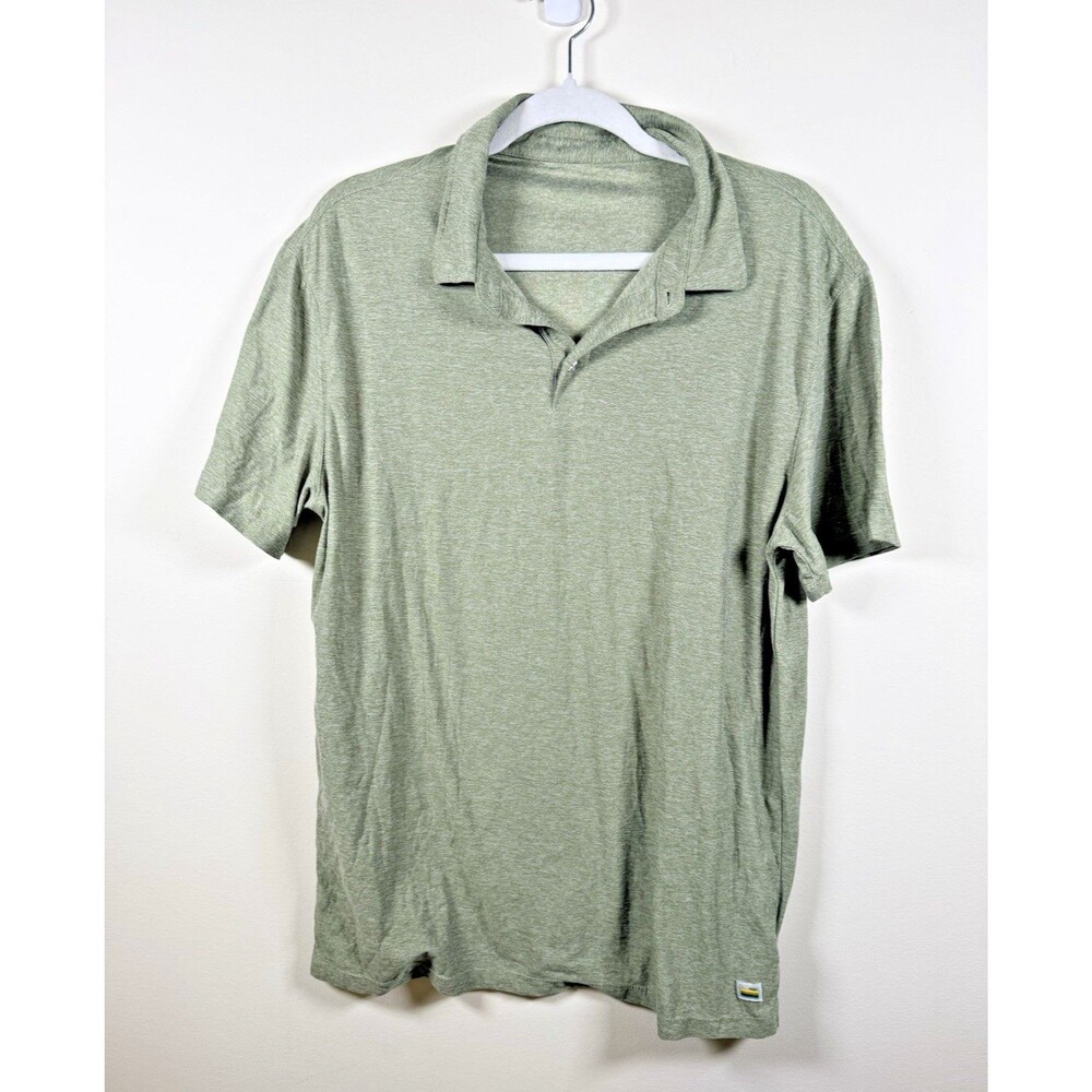 Vuori Men's Solid Green Short Sleeve Polo Shirt L Regular Polyester/Elastane